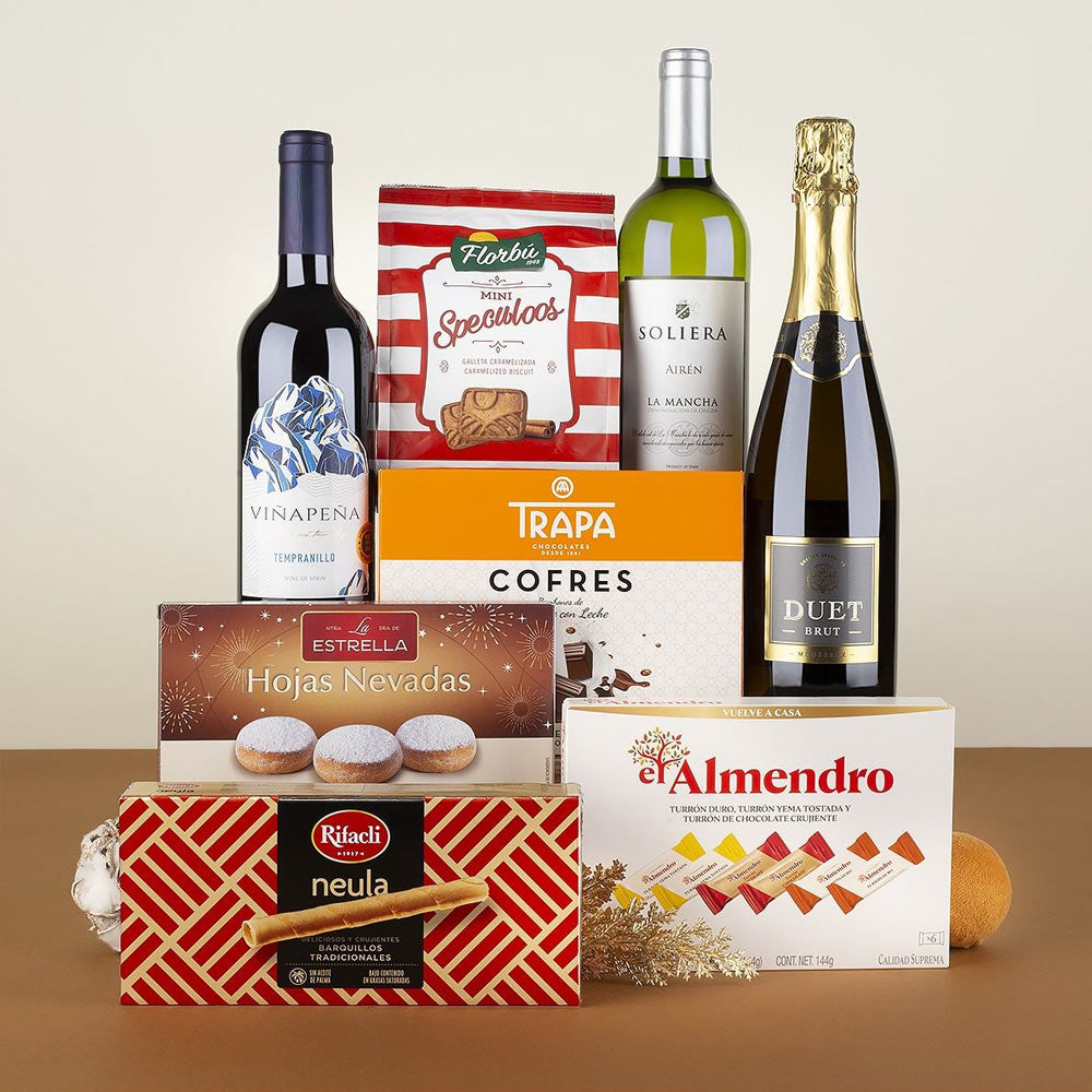 Lote de Navidad Gourmet con Vino y Dulces