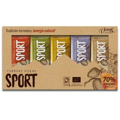 Assorted case of Vicens Sport natural nougat bars