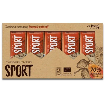 Case of 5 Natural Hard Almond Nougat Bars Vicens Sport