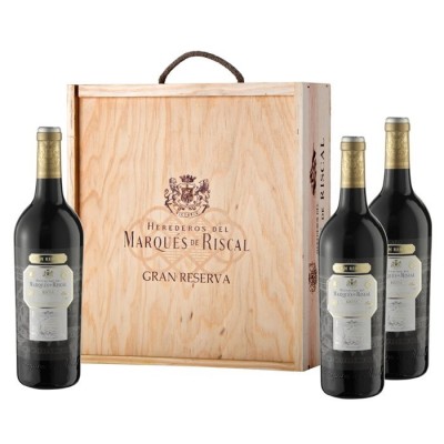 Wooden Box of 3 Bottles of Marqués de Riscal Gran Reserva 2017