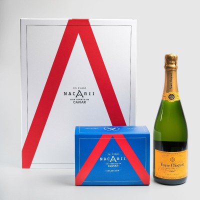Coffret caviar Nacarii Sélection et champagne Veuve Clicquot