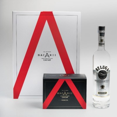 Estuche Caviar Nacarii Premium y Vodka Beluga