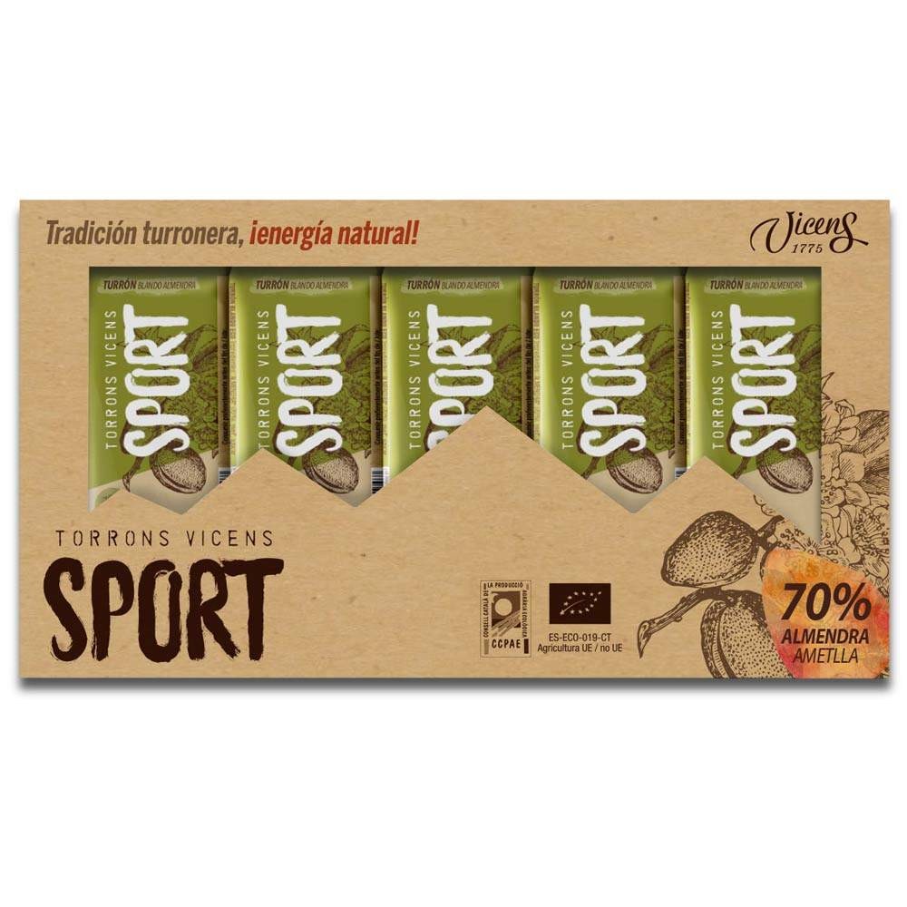 Case of 5 Vicens Sport Natural Soft Almond Nougat Bars