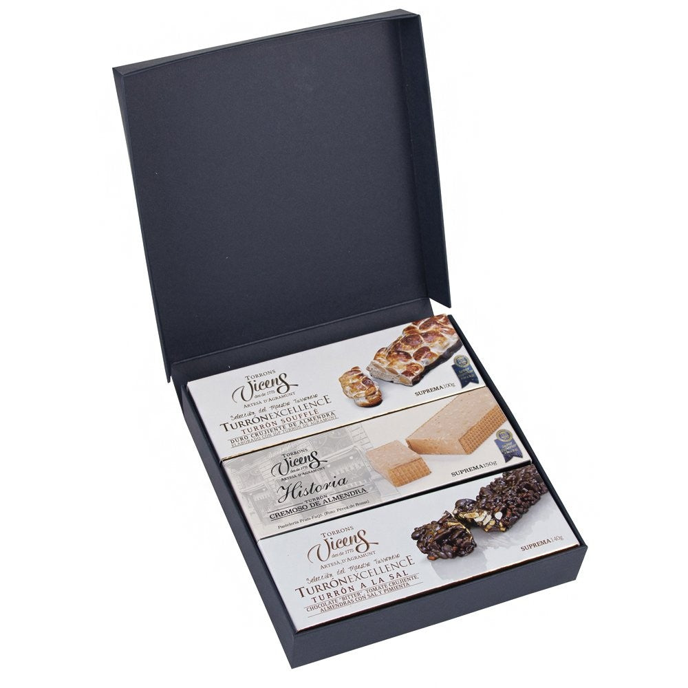 Box of 3 Excellence artisan nougats of 150g - Soufflé nougat, Creamy History and Salted Chocolate