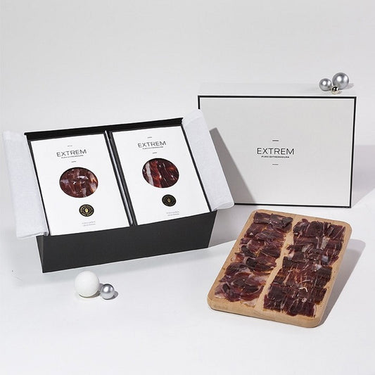 Premium box with 30 packets of 100% Iberian Acorn-fed Ham DOP Dehesa de Extremadura