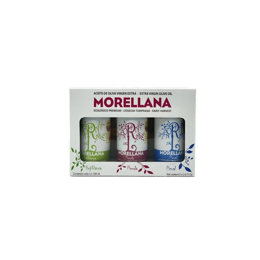 Caisse de 3 bouteilles d'huile biologique Morellana 3 variétés en bouteille de 100 ml