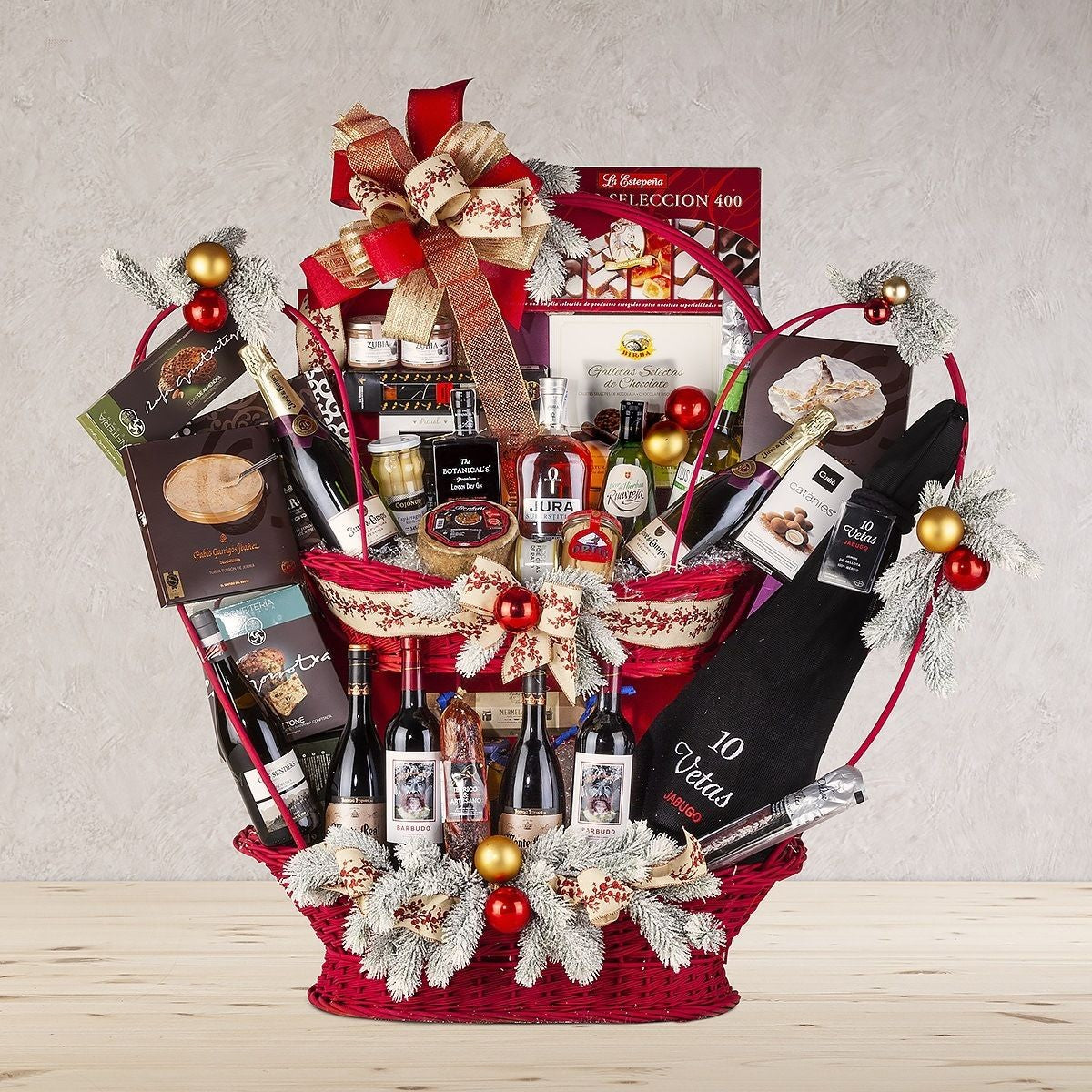 Christmas Basket with 10 Veins Iberian Acorn-fed Ham from Jabugo