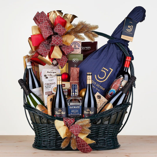 Christmas Basket with Cinco Jotas 100% Iberian Bellota Ham