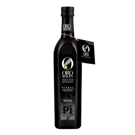 Oro Bailén olive oil in a 500ml glass bottle, Picual variety (12 units)