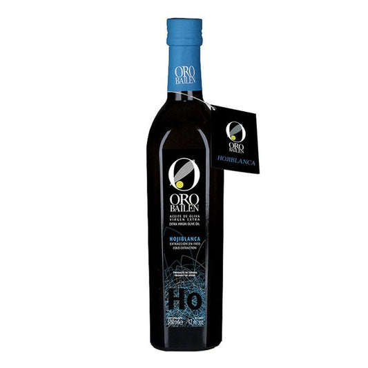 Huile Oro Bailén en bouteille en verre de 500 ml, variété Hojiblanca (12 unités)