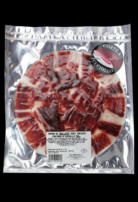 Jambon 100% ibérique de Bellota coupé au couteau (50gr)