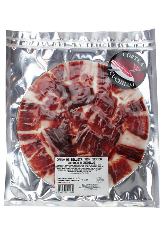 Jambon 100% ibérique de Bellota coupé au couteau (80gr)