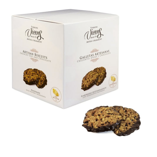 Boite de Biscuits Artisanaux Croustillants à l'Avoine et au Chocolat 130gr