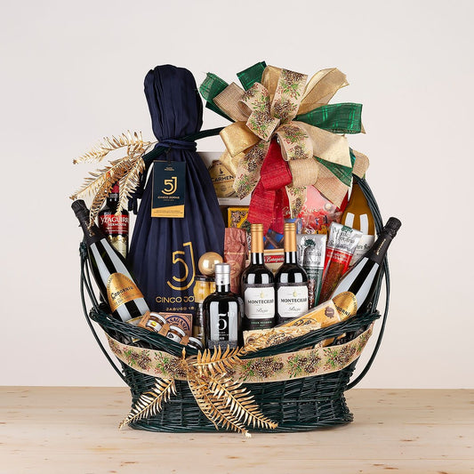 Christmas Basket with Cinco Jotas 100% Iberian Bellota Ham