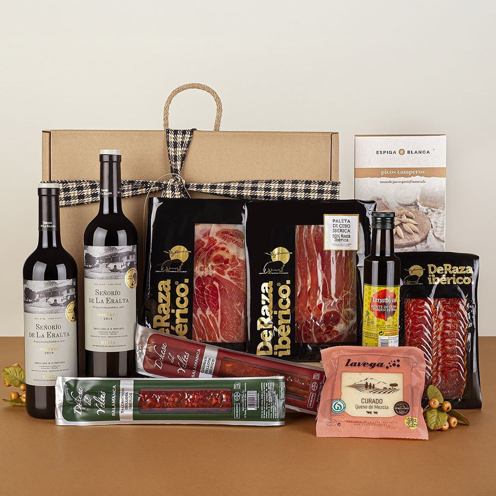 Lote de Navidad con Ibéricos Deraza y Vino Rioja