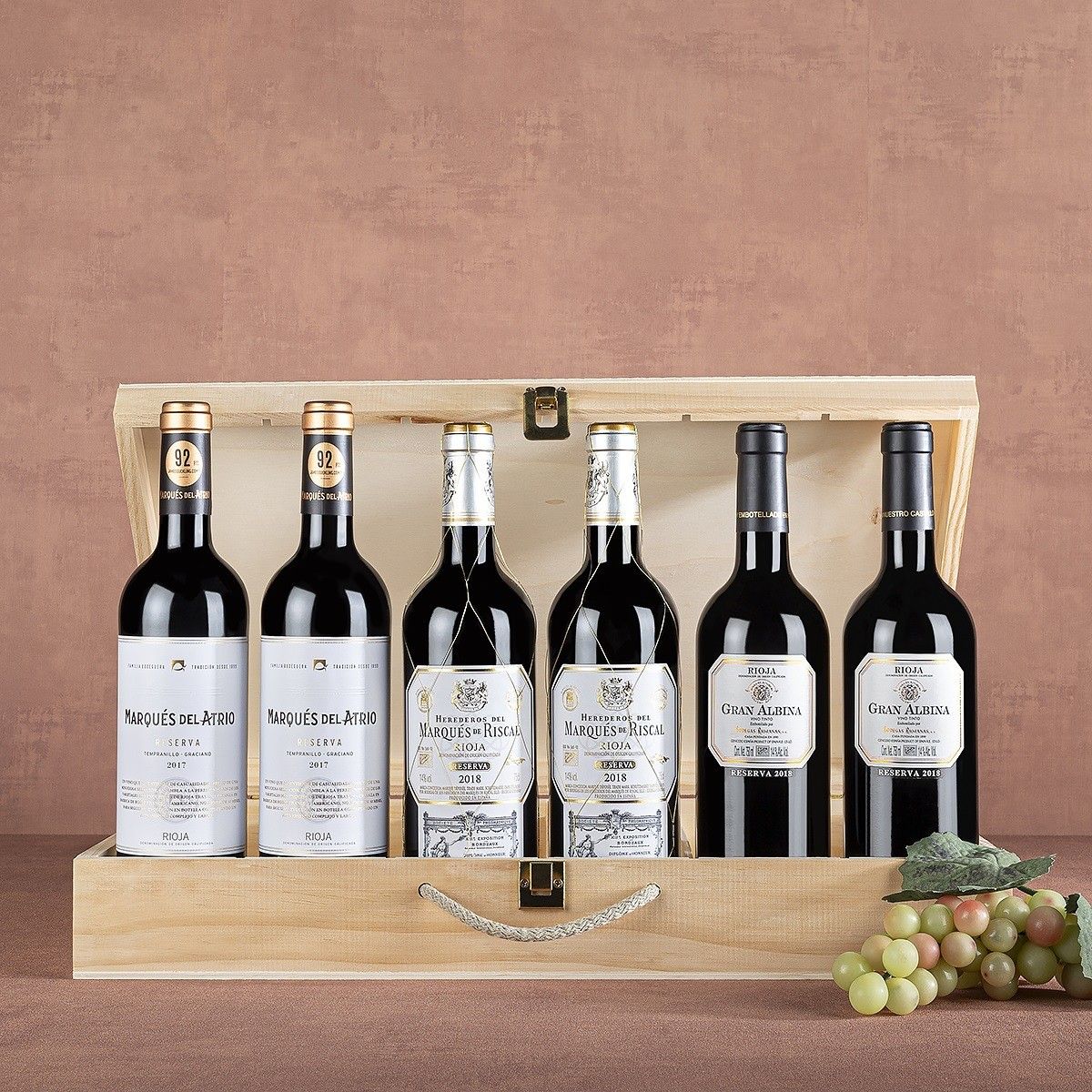 Estuche de Madera Gourmet con 6 Vinos Reserva