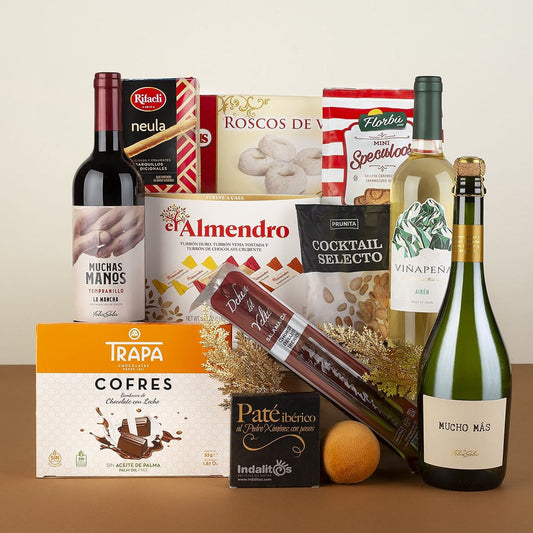 Lote de Navidad Gourmet con Vino, Embutidos y Dulces Tradicionales