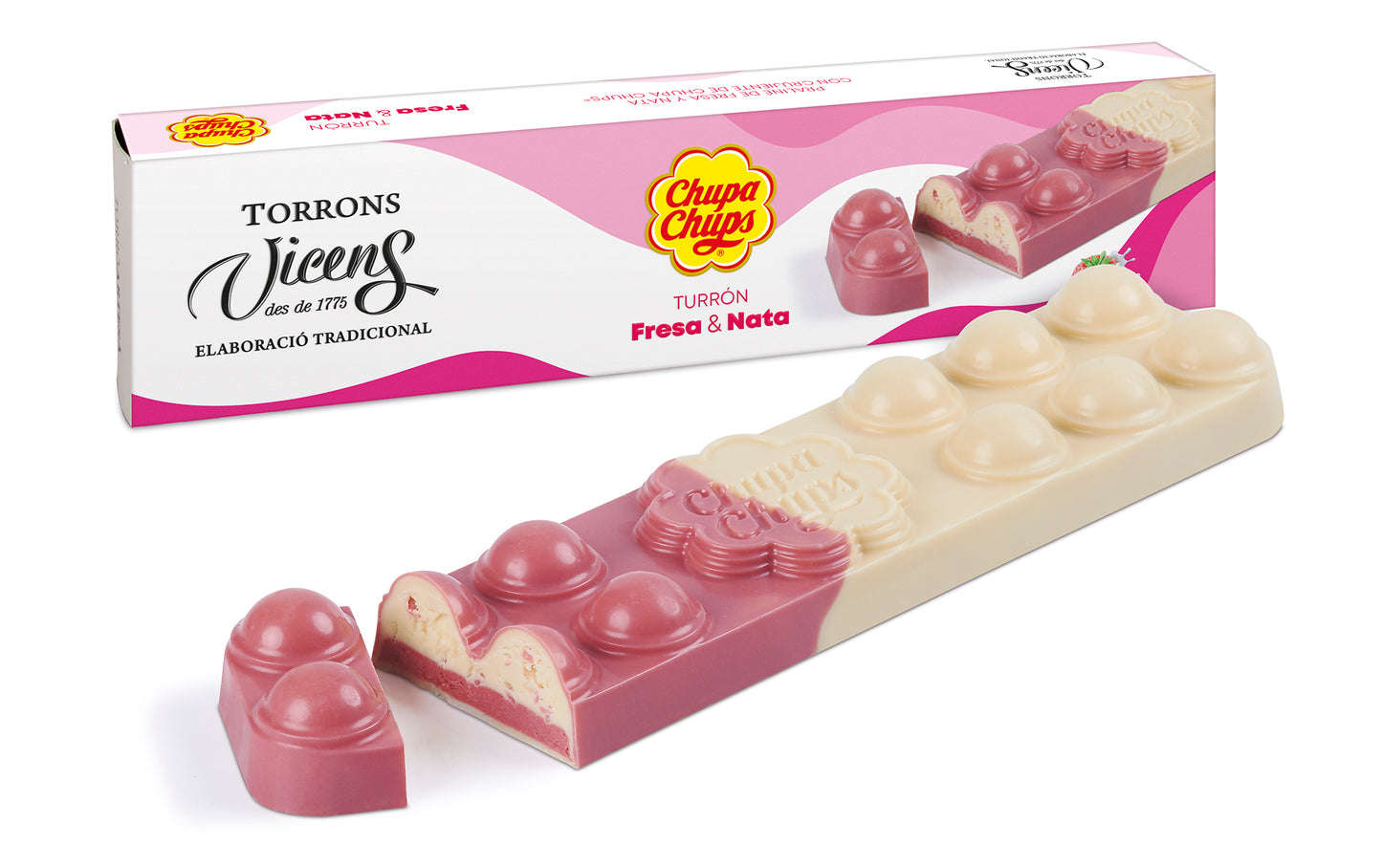 Chupa Chups Nougat Fraise et Crème 300g en Etui